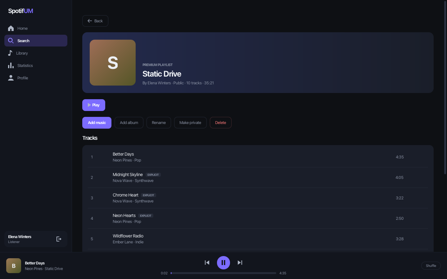 Screenshot of SpotifUM